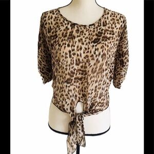 April Leopard Print Chiffon Crop Top